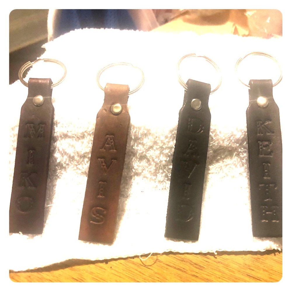 100% Leather Name Keychains